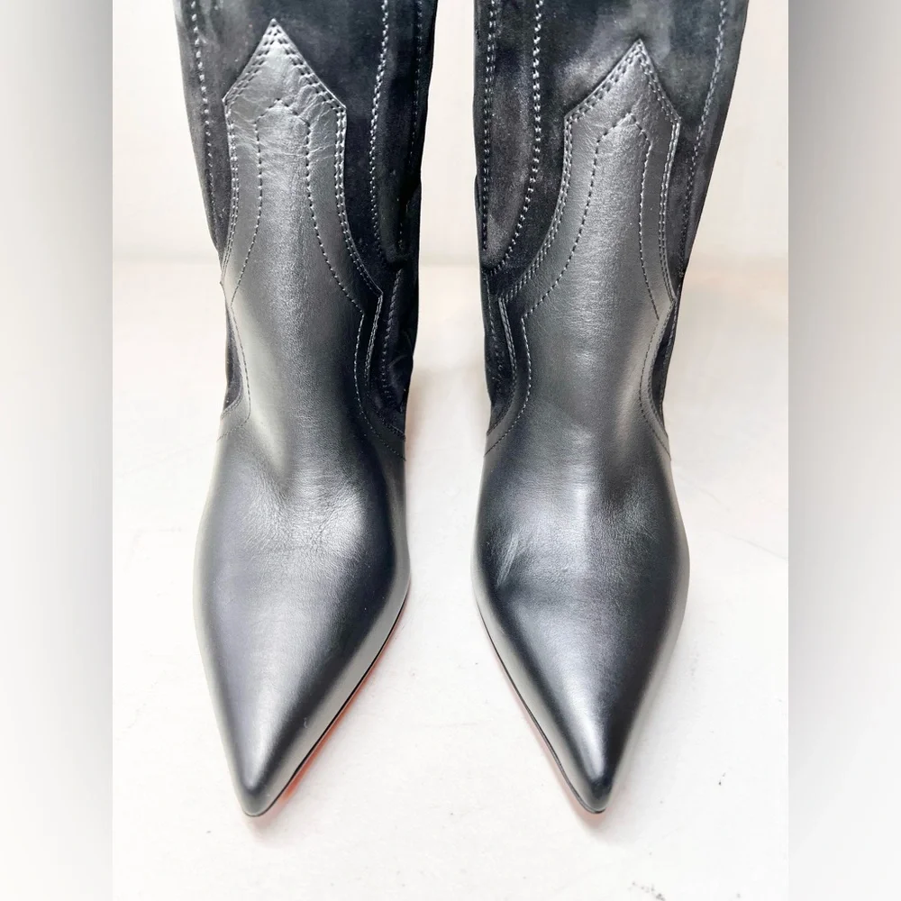 Christian Louboutin Santia Botta 85mm Knee-High Western Pointed Toe Heeled Boots - Picture 6 of 11